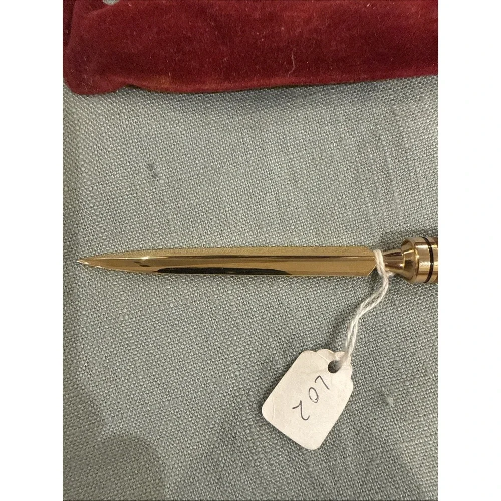 Vintage Wooden Handle Brass Letter Opener Desk Mail Knife